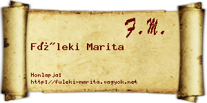 Füleki Marita névjegykártya